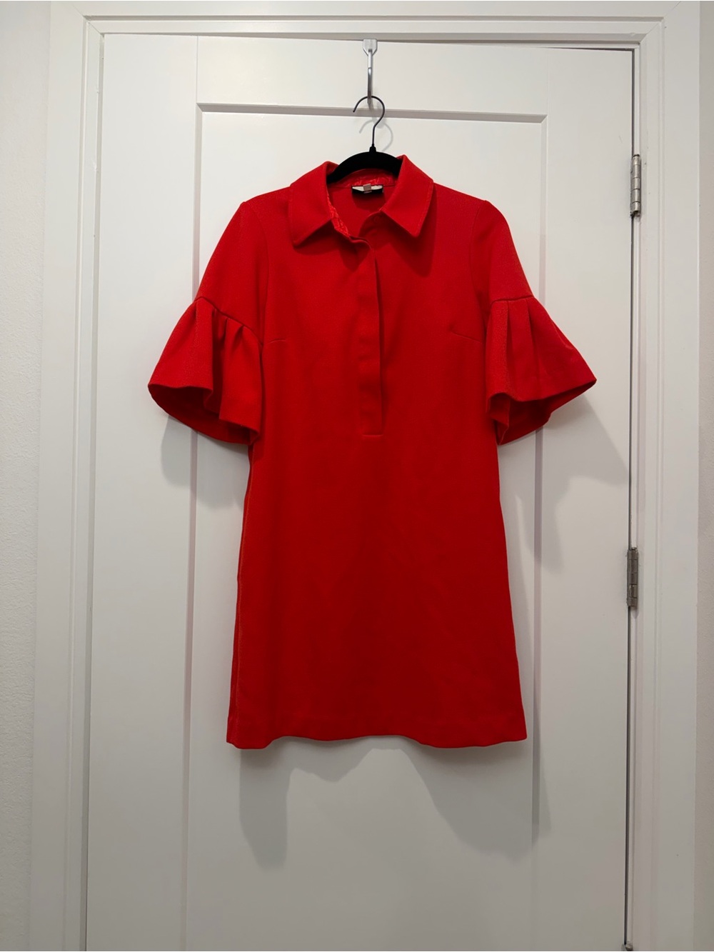 Tuckernuck Red Ruffle-Sleeve Polo Tunic small